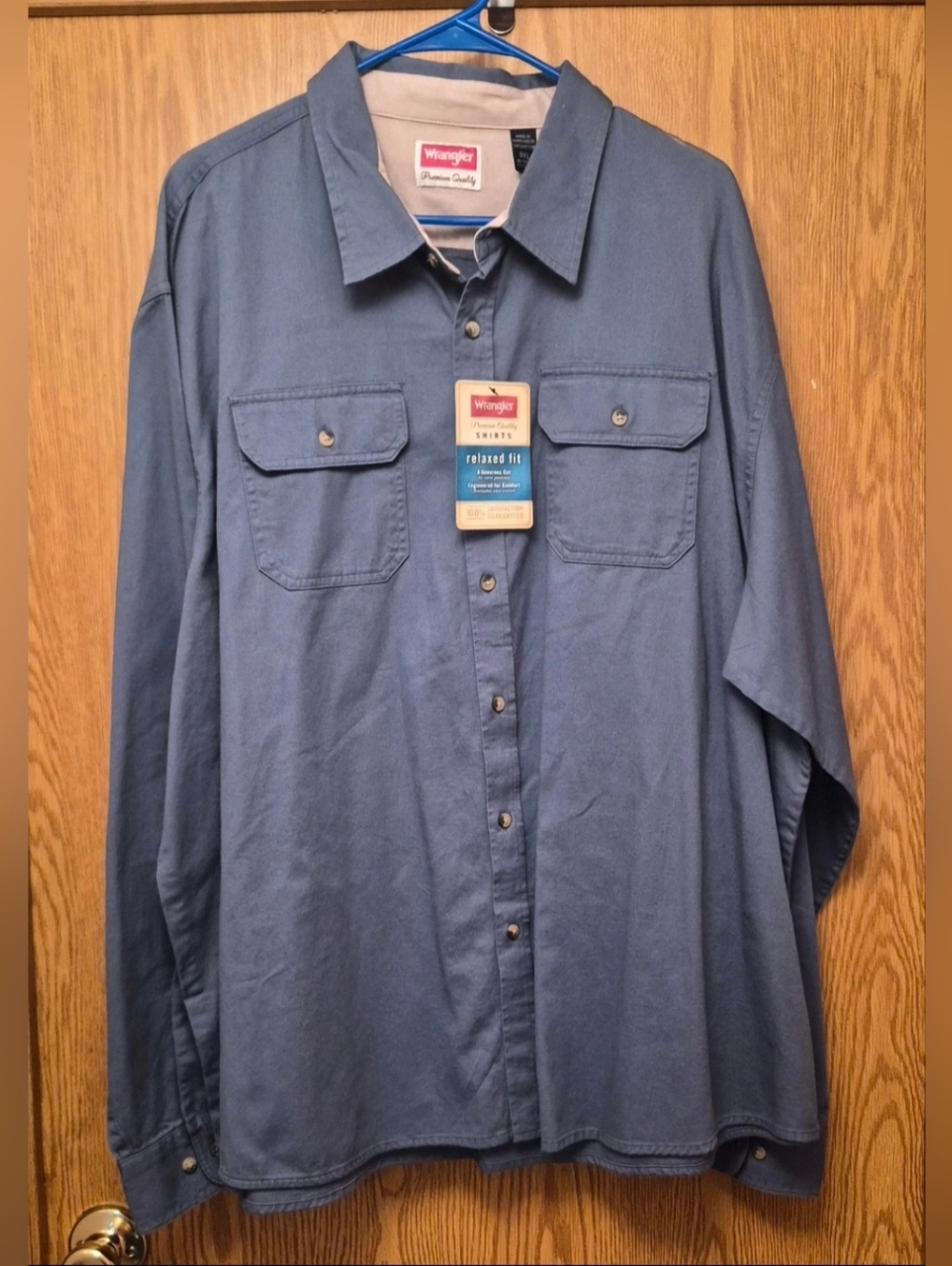 Wrangler Relaxed Fit Button-Up Shirt in Light Blue